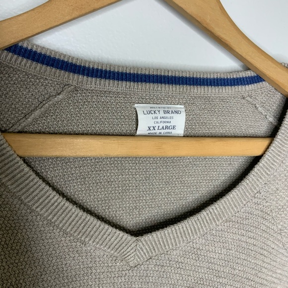 LUCKY BRAND Khaki colored V-Neck Knit Sweater - Picture 3 of 6